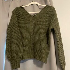 Derek Heart Deep V Neck Off the Shoulder Sweater